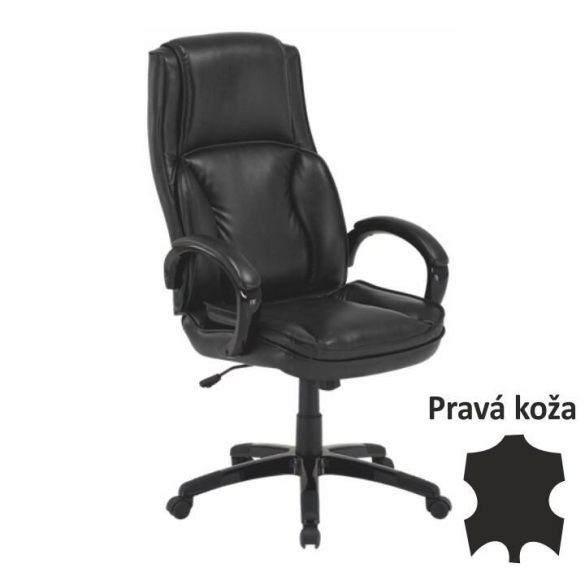 Irodai szék, bőr/textilbőr fekete, LUMIR