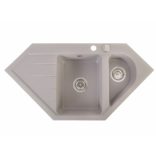 Sarok-egymedencés, csepptálcás beépíthető gránit mosogatótálca