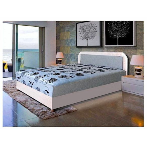 Marina 160 cm-es franciaágy szövet-textilbőr, fehér-világosszürke