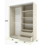 Ariel tolóajtós gardrób 160 cm