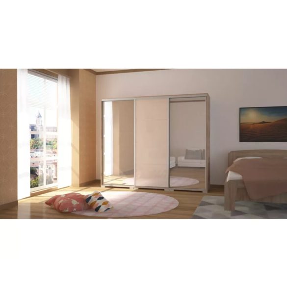 Bond tolóajtós magasfényű gardrób kettő tükörrel 239 cm