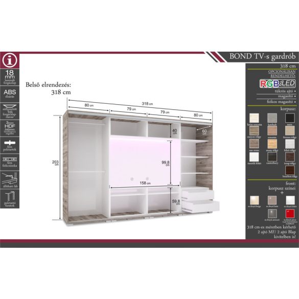 Bond TV-s gardrób 318 cm
