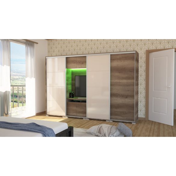 Bond tolóajtós TV-s  gardrób magasfényű kombinált 318 cm