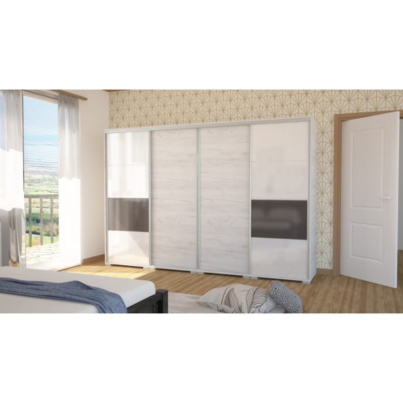 Bond tolóajtós TV-s  gardrób magasfényű kombinált 318 cm