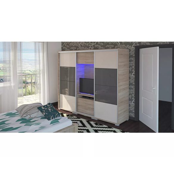 Bond tolóajtós TV-s magasfényű gardrób 239 cm