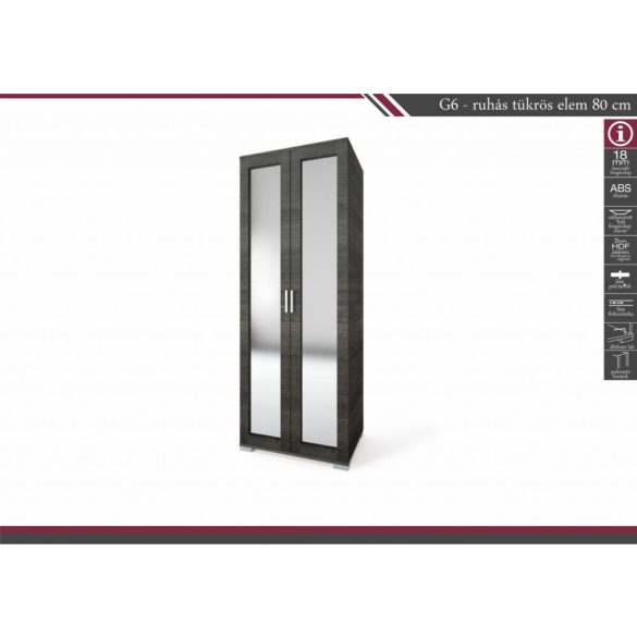 Galaxy gardrób G6 ruhás tükrös elem 80 cm