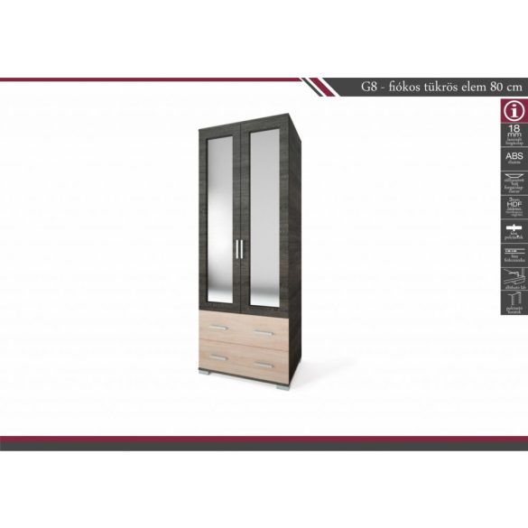 Galaxy gardrób G8 fiókos tükrös elem 80 cm