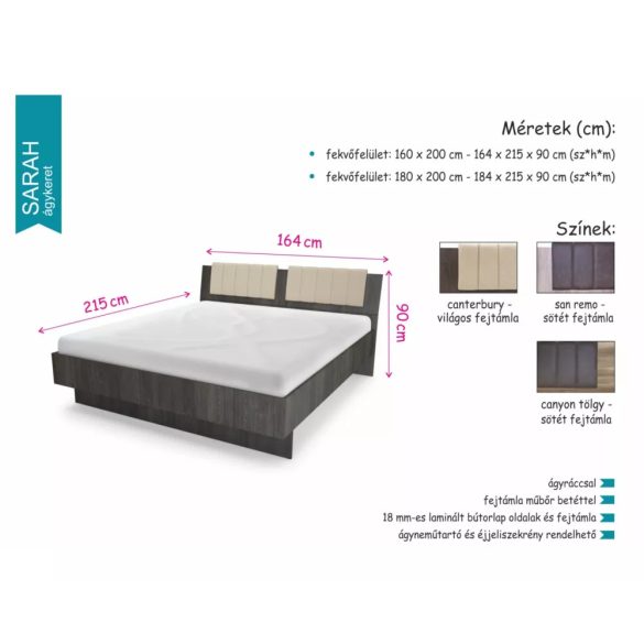 Sarah ágykeret 160 x 200 cm