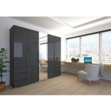 Silver magasfényű gardrób + 1 tükörrel 225 cm 