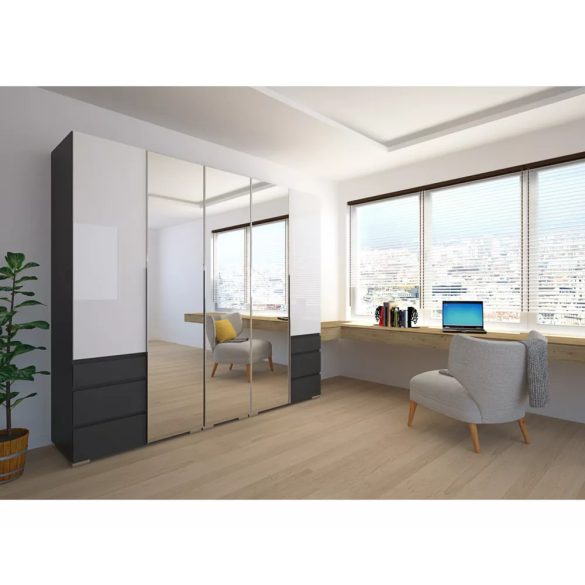 Silver magafényű gardrób + 3 tükörrel 225 cm 